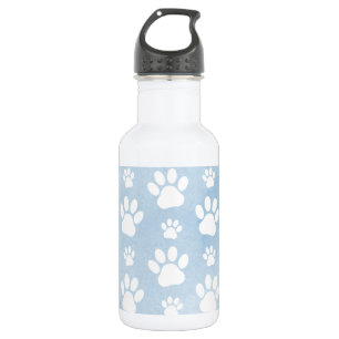 Pattern Of Paws, White Paws, Watercolors, Blue 532 Ml Water Bottle