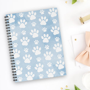Pattern Of Paws, White Paws, Watercolors, Blue Planner