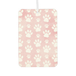 Pattern Of Paws, White Paws, Watercolors, Pink Car Air Freshener