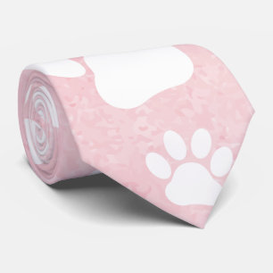 Pattern Of Paws, White Paws, Watercolors, Pink Tie