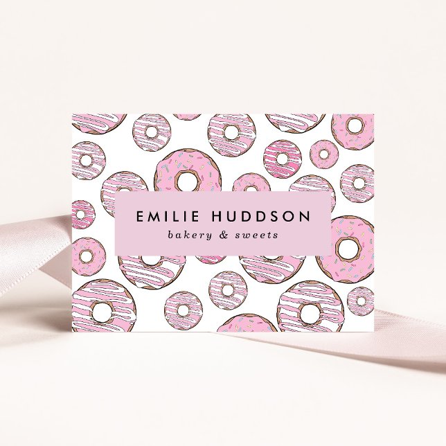 Pattern Of Pink Doughnuts, Cake Shop, Pastry Shop Business Card (Creator Uploaded)