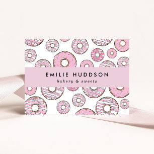 Pattern Of Pink Doughnuts, Cake Shop, Pastry Shop Business Card