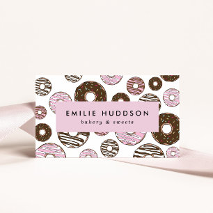 Pattern Of Pink Doughnuts, Cake Shop, Pastry Shop Business Card