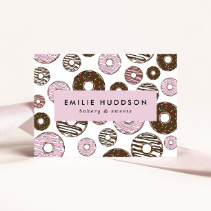 Pattern Of Pink Doughnuts, Cake Shop, Pastry Shop Business Card