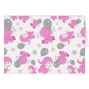 Pattern Of Pink Elephants, Cute Elephants, Stars
