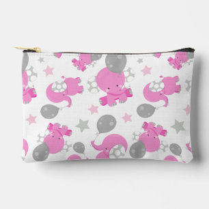 Pattern Of Pink Elephants, Cute Elephants, Stars Accessory Pouch