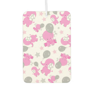 Pattern Of Pink Elephants, Cute Elephants, Stars Car Air Freshener