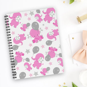 Pattern Of Pink Elephants, Cute Elephants, Stars Planner