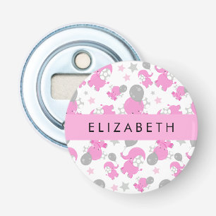 Pattern Of Pink Elephants, Stars, Your Name Bottle Opener