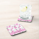 Pattern Of Pink Elephants, Stars, Your Name Coaster<br><div class="desc">Cute,  fun and adorable pattern with pink elephants,  balloons and stars. Modern and trendy gift,  perfect for the elephant lover in your life. Personalise by adding your name,  nickname,  monogram or initials.</div>