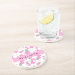 Pattern Of Pink Elephants, Stars, Your Name Coaster<br><div class="desc">Cute,  fun and adorable pattern with pink elephants,  balloons and stars. Modern and trendy gift,  perfect for the elephant lover in your life. Personalise by adding your name,  nickname,  monogram or initials.</div>