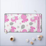 Pattern Of Pink Elephants, Stars, Your Name Desk Mat<br><div class="desc">Cute,  fun and adorable pattern with pink elephants,  balloons and stars. Modern and trendy gift,  perfect for the elephant lover in your life. Personalise by adding your name,  nickname,  monogram or initials.</div>