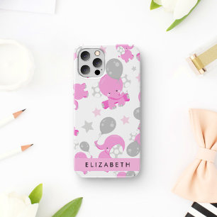 Pattern Of Pink Elephants, Stars, Your Name iPhone 16 Case