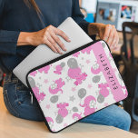 Pattern Of Pink Elephants, Stars, Your Name Laptop Sleeve<br><div class="desc">Cute,  fun and adorable pattern with pink elephants,  balloons and stars. Modern and trendy gift,  perfect for the elephant lover in your life. Personalise by adding your name,  nickname,  monogram or initials.</div>