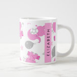 Pattern Of Pink Elephants, Stars, Your Name Large Coffee Mug<br><div class="desc">Cute,  fun and adorable pattern with pink elephants,  balloons and stars. Modern and trendy gift,  perfect for the elephant lover in your life. Personalise by adding your name,  nickname,  monogram or initials.</div>