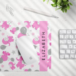 Pattern Of Pink Elephants, Stars, Your Name Mouse Pad<br><div class="desc">Cute,  fun and adorable pattern with pink elephants,  balloons and stars. Modern and trendy gift,  perfect for the elephant lover in your life. Personalise by adding your name,  nickname,  monogram or initials.</div>