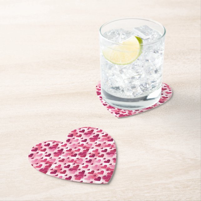 Pattern Of Pink Hearts Paper Coaster (Insitu)