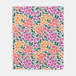 Pattern of pink & orange & red flowers fleece blanket