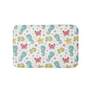pattern of sea creatures bath mat