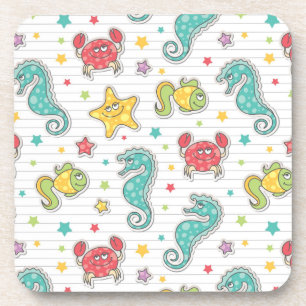 pattern of sea creatures coaster
