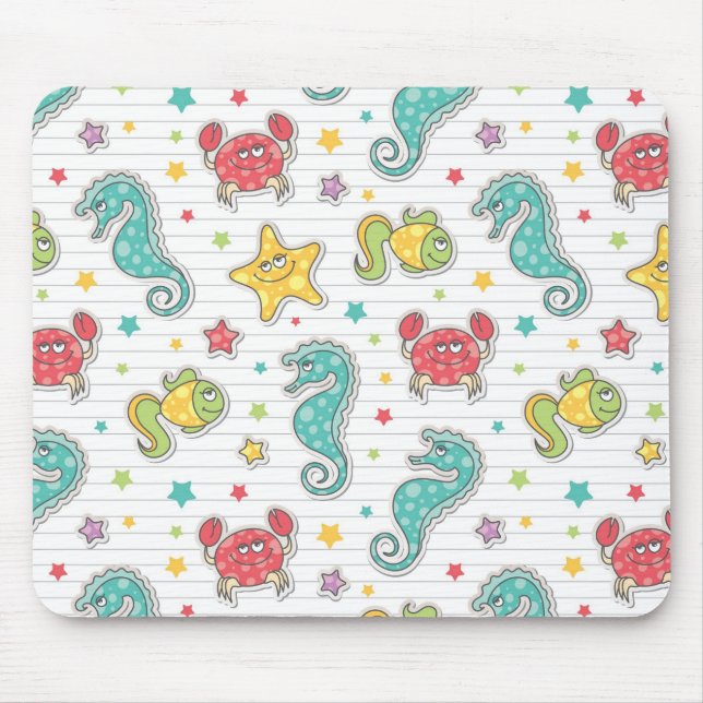 pattern of sea creatures mouse pad (Front)