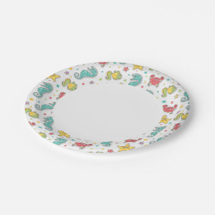pattern of sea creatures paper plate