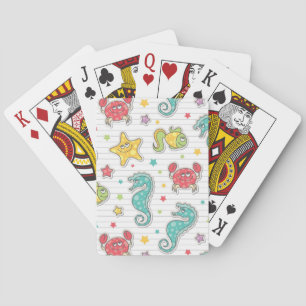 pattern of sea creatures playing cards