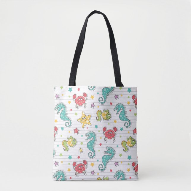 pattern of sea creatures tote bag (Front)