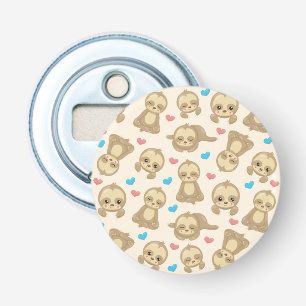 Pattern Of Sloths, Cute Sloths, Hearts Bottle Opener