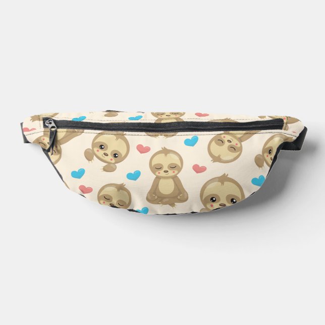 Pattern Of Sloths, Cute Sloths, Hearts Bum Bags (Lay Down)