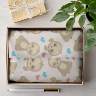 Pattern Of Sloths, Cute Sloths, Hearts Tissue Paper
