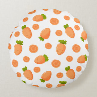 Pattern of small carrots and slices round cushion