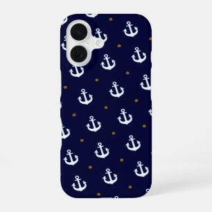 pattern of small White Anchors iPhone 16 Case