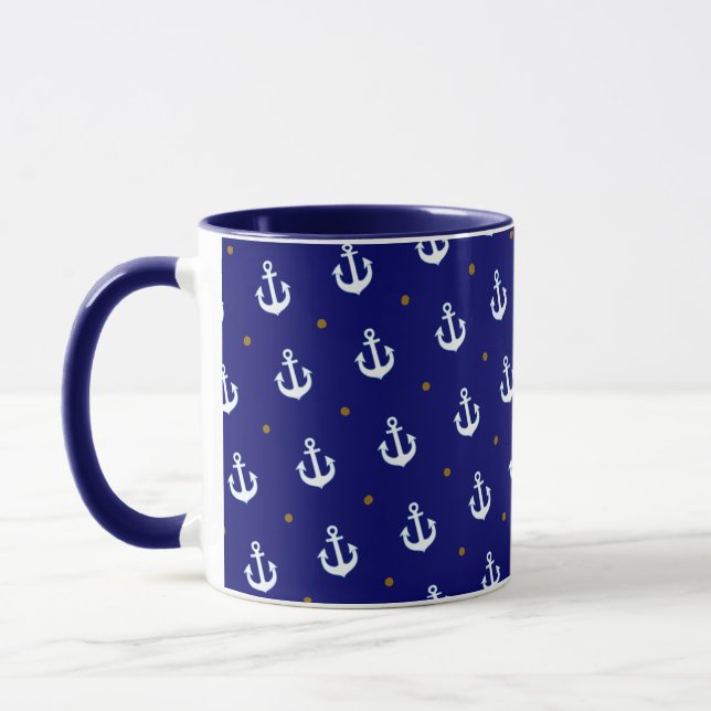 pattern of small white anchors mug (Left)
