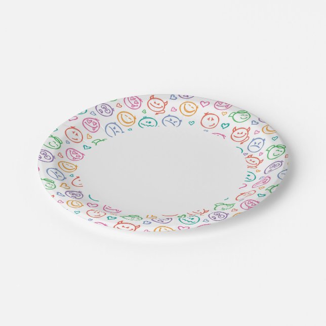 pattern of smiles paper plate (Angled)