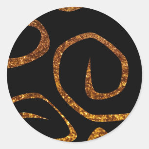 Pattern Of Swirls, Swirl Pattern, Gold Glitter Classic Round Sticker