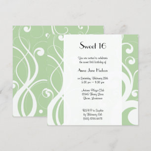 Pattern Of Swirls, Swirl Pattern, Green, Sweet 16 Invitation