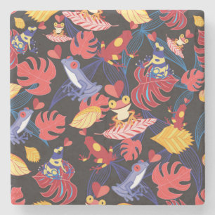 Pattern Of The Lovers Frogs 2 Stone Coaster