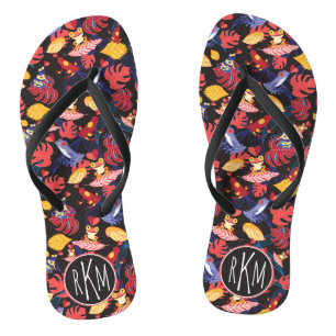 Pattern Of The Lovers Frogs Monogram Jandals