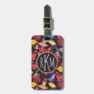 Pattern Of The Lovers Frogs Monogram Luggage Tag