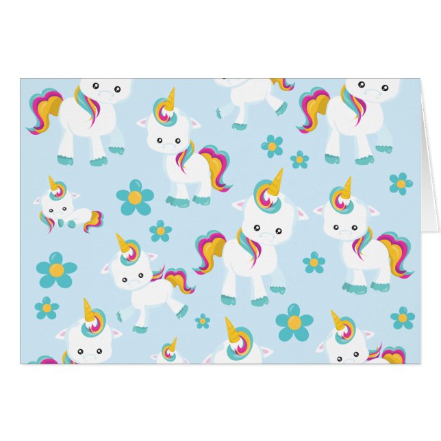 Pattern Of Unicorns, Cute Unicorns, Flowers (Front Horizontal)