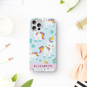 Pattern Of Unicorns, Cute Unicorns, Your Name iPhone 12 Pro Case