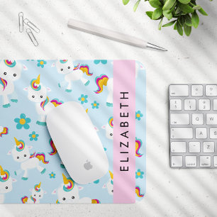 Pattern Of Unicorns, Cute Unicorns, Your Name Mouse Pad
