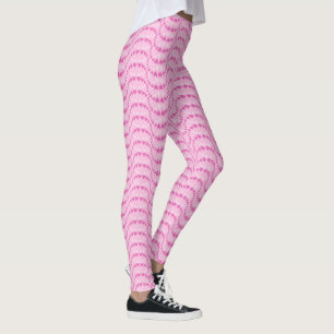 Pattern of Wavy Hearts in Pink Colour Leggings