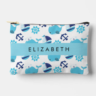 Pattern Of Whales, Blue Whales, Your Name Accessory Pouch