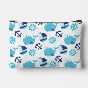 Pattern Of Whales, Cute Whales, Blue Whales Accessory Pouch