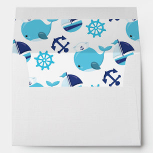Pattern Of Whales, Cute Whales, Blue Whales Envelope