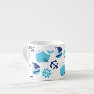 Pattern Of Whales, Cute Whales, Blue Whales Espresso Cup