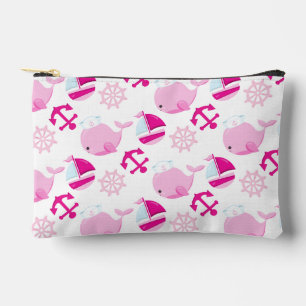 Pattern Of Whales, Cute Whales, Pink Whales Accessory Pouch