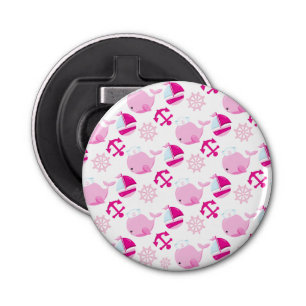 Pattern Of Whales, Cute Whales, Pink Whales Bottle Opener